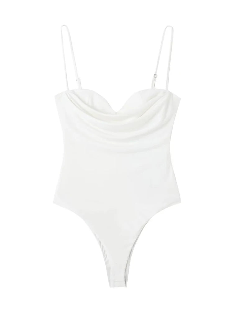 Women’s Sweetheart Neck Bodysuit Draped, Backless - Amazing G