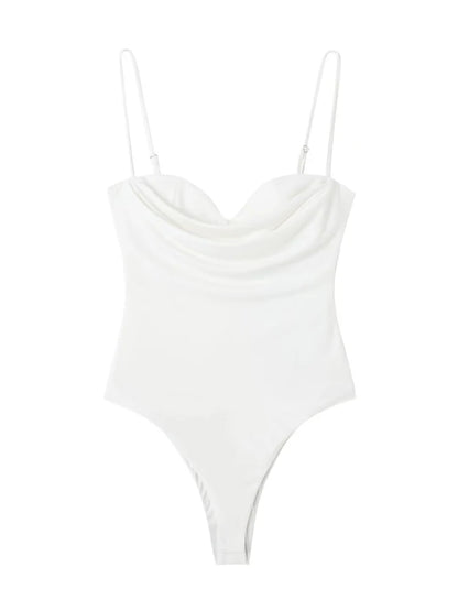 Women’s Sweetheart Neck Bodysuit Draped, Backless - Amazing G