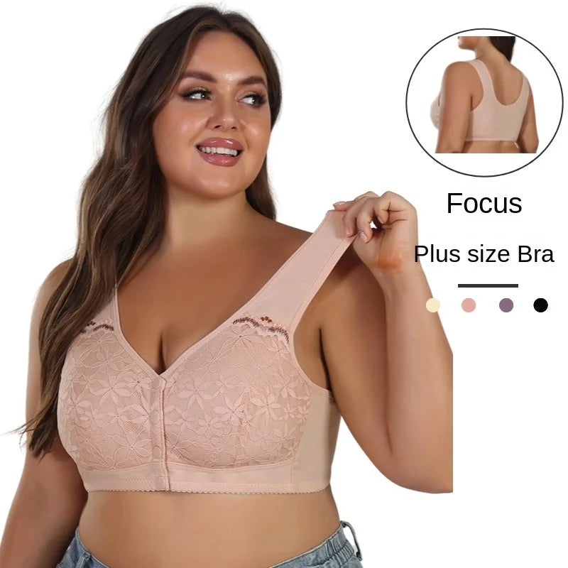 Soft Cotton Thin Cup Front Buckle Bras | Extra Comfortable, Wire-Free, Lace Vest Style