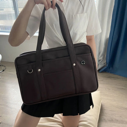 Women’s PU Nylon Preppy Style School Shoulder Bag