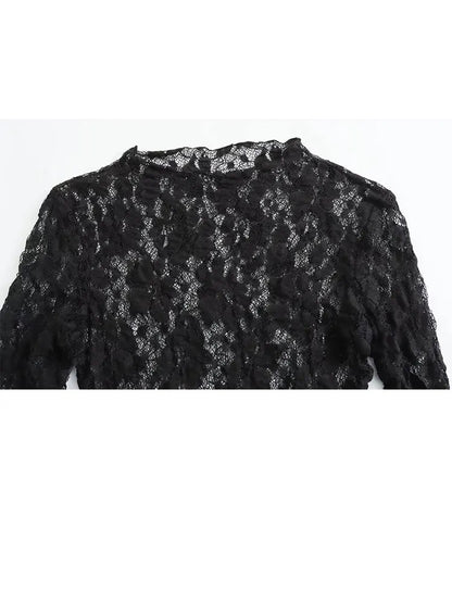 Sexy Hollow Out Long Sleeve Slim Bodysuit, Chic Clubwear