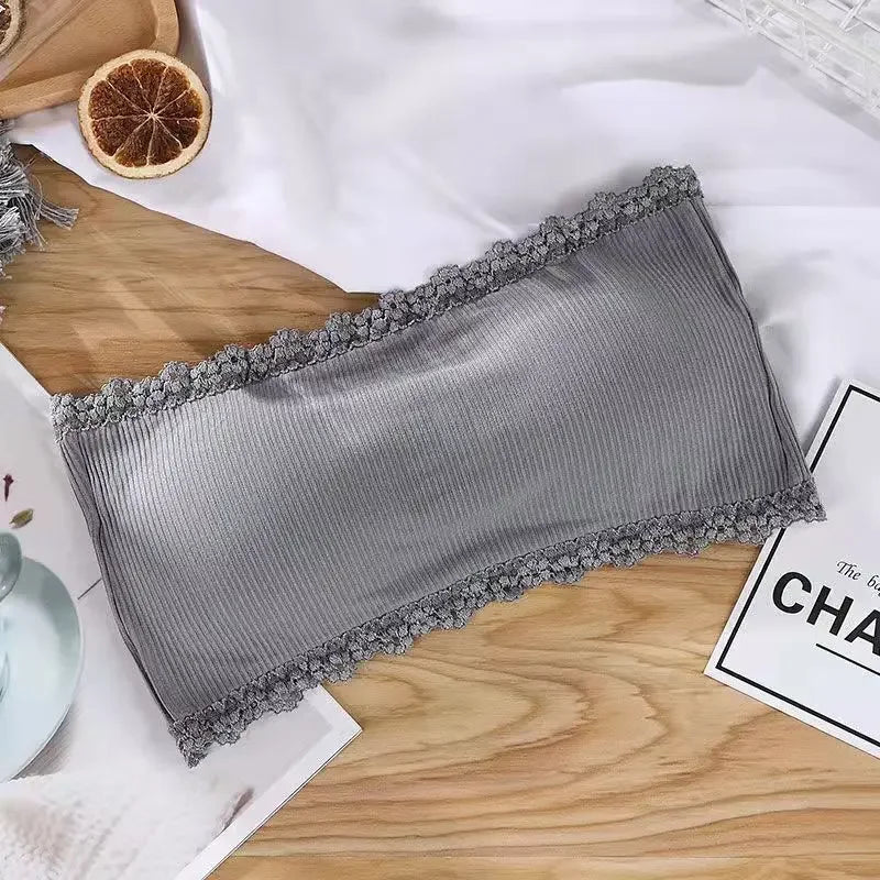 Lace Strapless Bra Women Sexy Tube Top Invisible Push Up Bralette Lady Seamless Underwea Lingerie Summer Chest Wraps Crop Tops