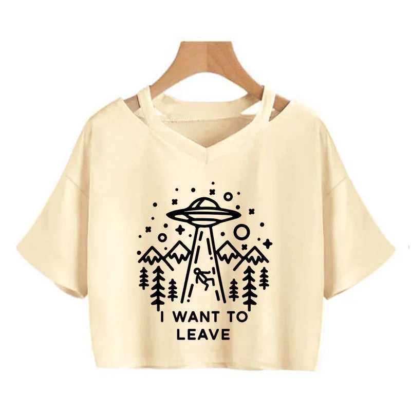 Y2K Graphic Cropped T-Shirt for Women | Harajuku Gothic Korean Style Tee