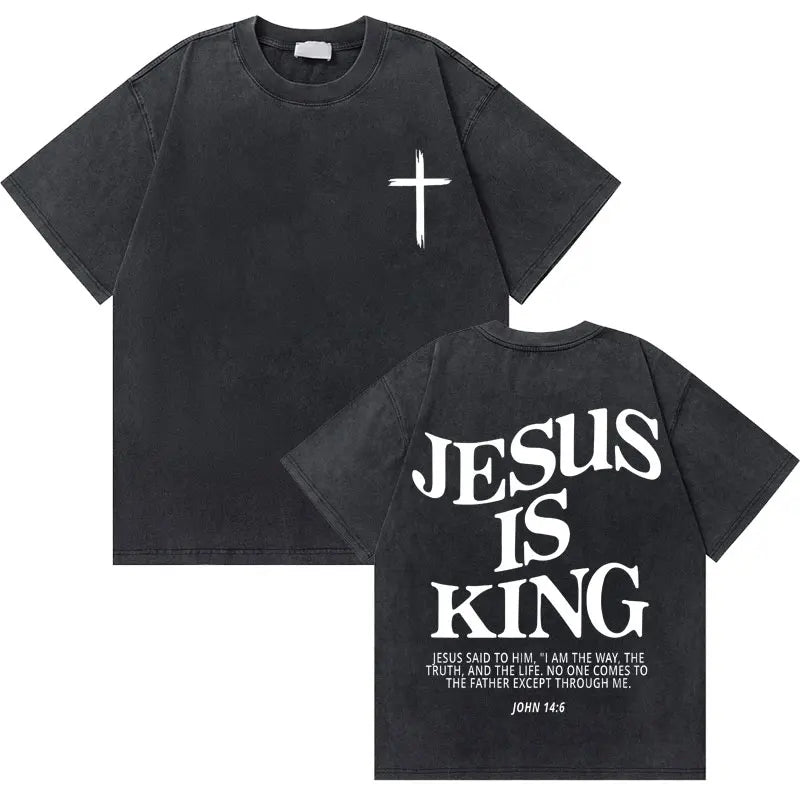 Washed Vintage Christian Jesus Good News God Loves You Bible Verse Graphic T-shirts Men Women Fashion Casual Oversized T Shirt
