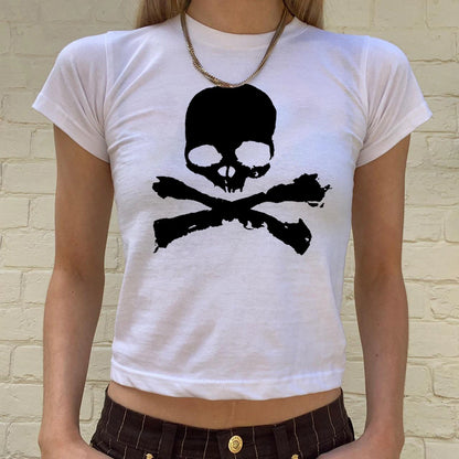 Vintage Grunge Skull Graphic Crop Top | Y2K Gothic Punk Tee