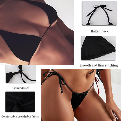 Skull Print Backless Bikini Set