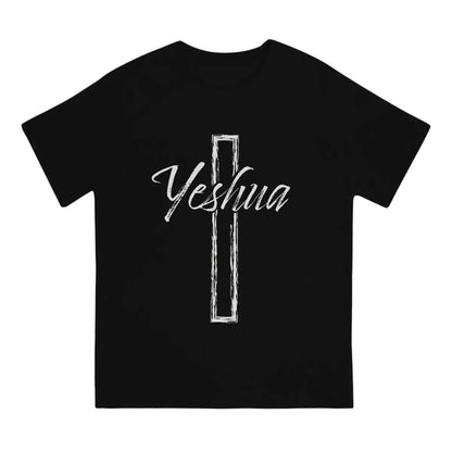 Jesus God Cross Creative TShirt for Men Yeshua Round Collar Pure Cotton T Shirt Distinctive Birthday Gifts Tops