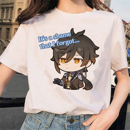 Women’s Genshin Impact Zhong Li T-Shirt | Cartoon Streetwear Tee