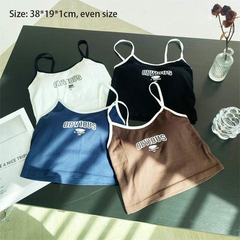 Summer Letter Printing Spaghetti Strap Crop Top