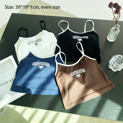 Summer Letter Printing Spaghetti Strap Crop Top