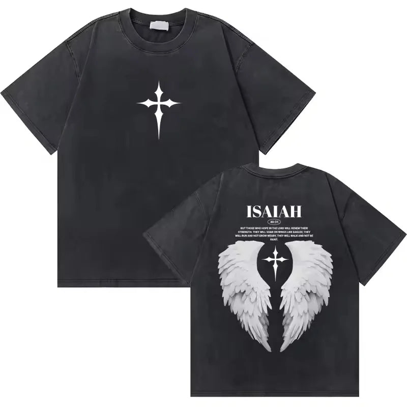 Washed Vintage Christian Jesus Good News God Loves You Bible Verse Graphic T-shirts Men Women Fashion Casual Oversized T Shirt