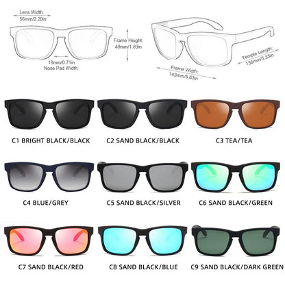 Classic Black Square Polarized Sunglasses for Men