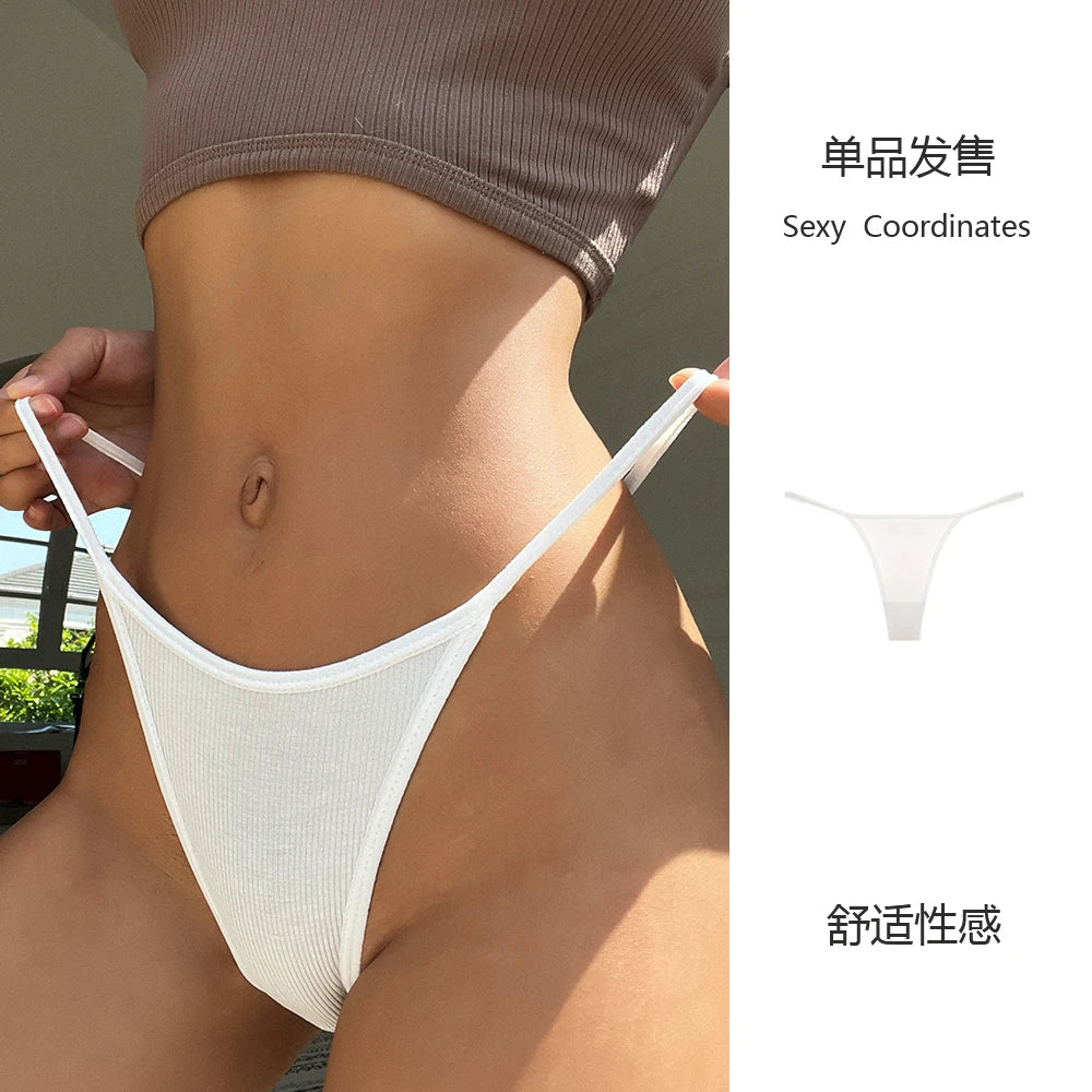 Solid Sports Seamless Sexy Thongs Low Waist Traceless Cotton Crotch Yoga Panties Thin Soft Women&