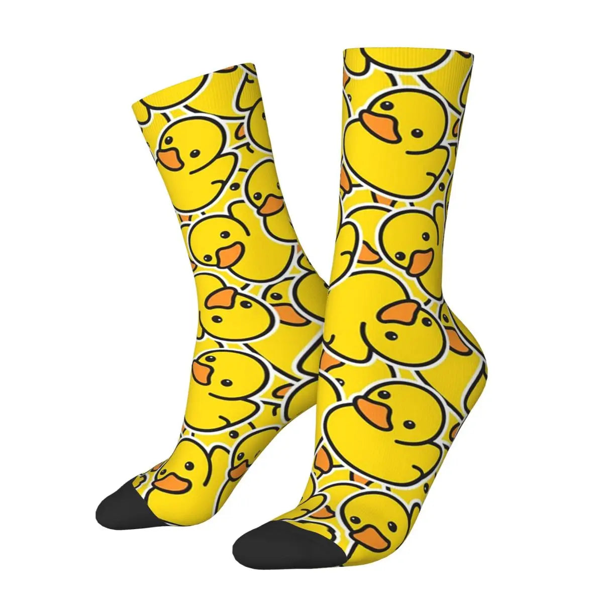 Yellow Bathtime Rubber Ducks Pattern Socks | Harajuku Style All-Season Crew Socks