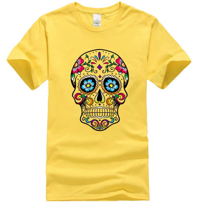 Men’s Skull Print Street Style T-Shirt | 100% Cotton, Loose Fit, Summer Casual Tee