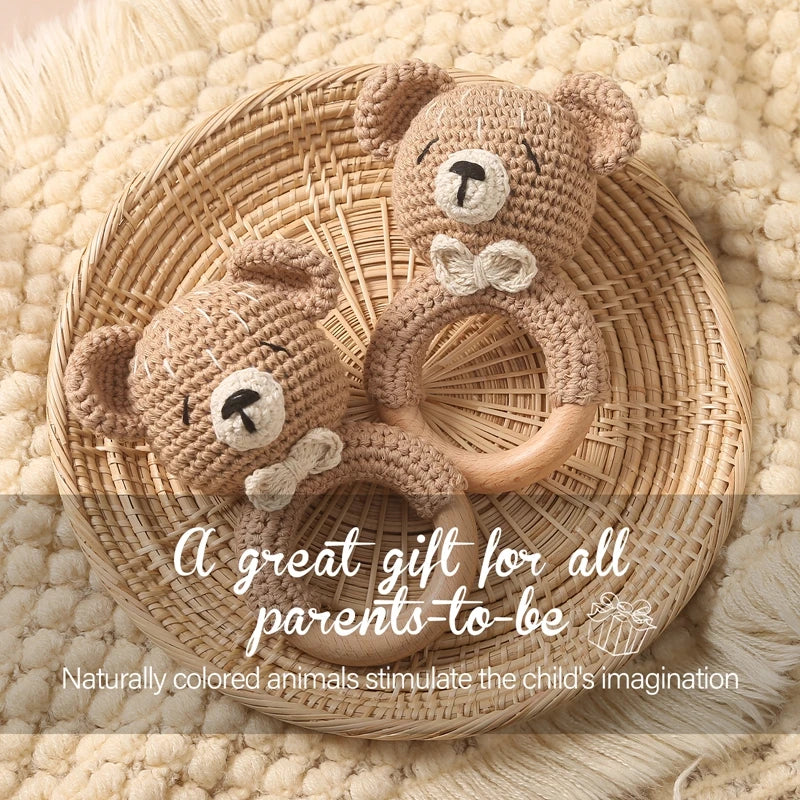 Crochet Animal Bear Rattle Toy