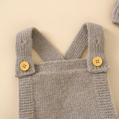 Fashion Knitted Baby Romper Set with Hat