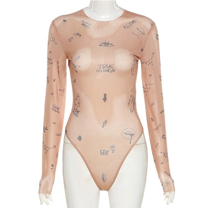Sexy Slim Fit Long-Sleeve One-Piece Bodysuit for Women