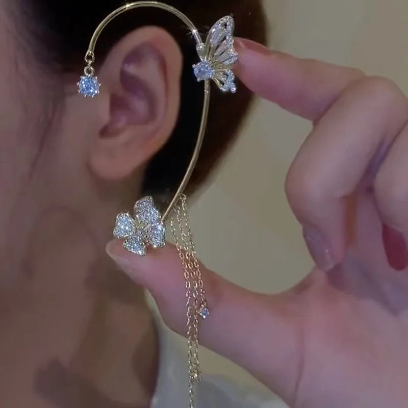 Zircon Butterfly No Piercing Clip-On Earrings