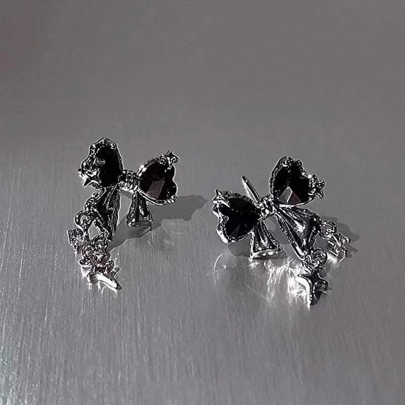 Cute Crystal Bowknot Zircon Stud Earrings for Women