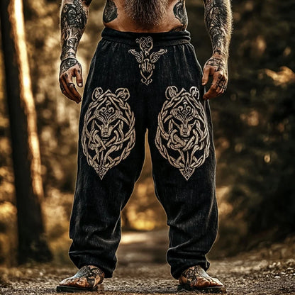 Men’s Retro Viking Celtic Skeleton 3D Printed Casual Drawstring Pants