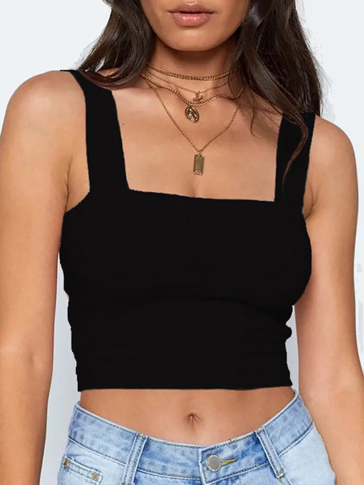 Square Neck Sleeveless Summer Crop Top