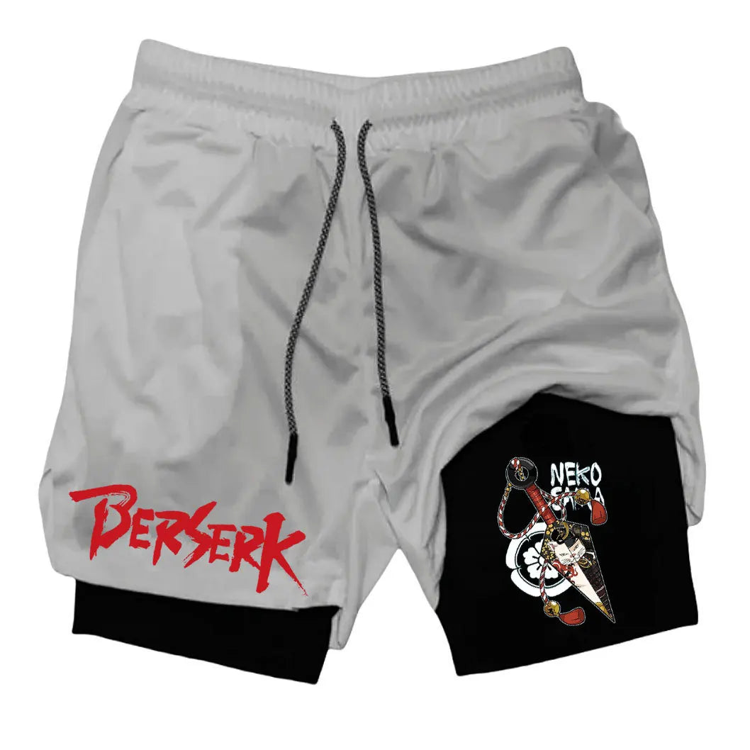 Anime Berserk Print Men’s 2-in-1 Running Shorts