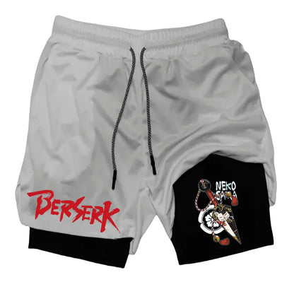 Anime Berserk Print Men’s 2-in-1 Running Shorts