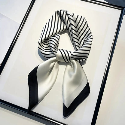 Striped Imitation Silk Scarf for Women