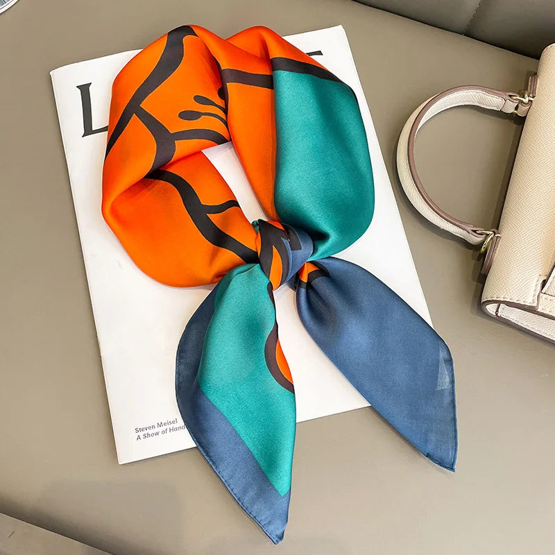 Striped Imitation Silk Scarf for Women