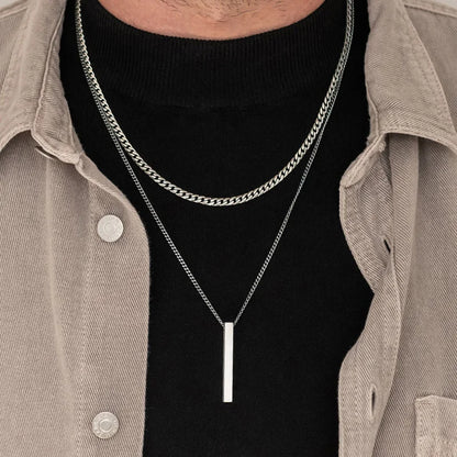 Vnox 3D Vertical Bar Necklace for Men