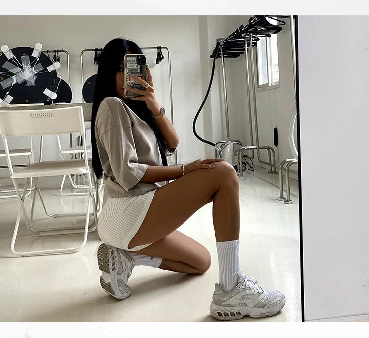 Women’s High-Waist A-Line Knit Shorts | Slim Sports &amp; Casual Wear