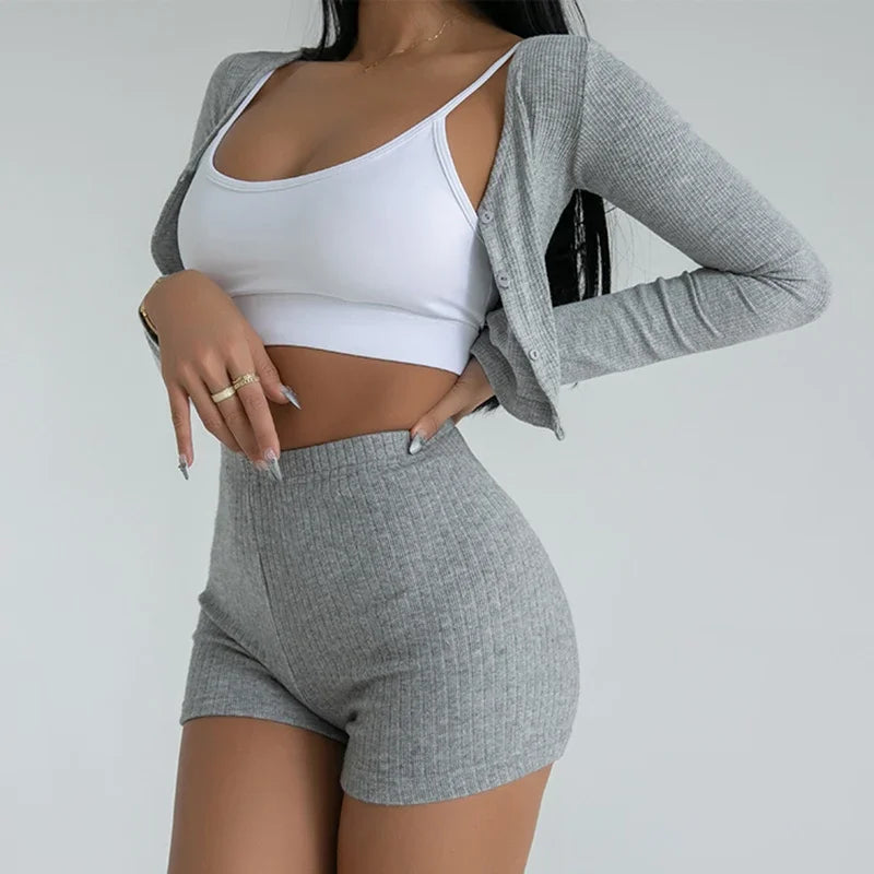 Women’s High-Waist A-Line Knit Shorts | Slim Sports &amp; Casual Wear