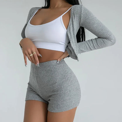 Women’s High-Waist A-Line Knit Shorts | Slim Sports &amp; Casual Wear