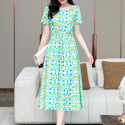 Vintage Print O-Neck Summer Beach Dress