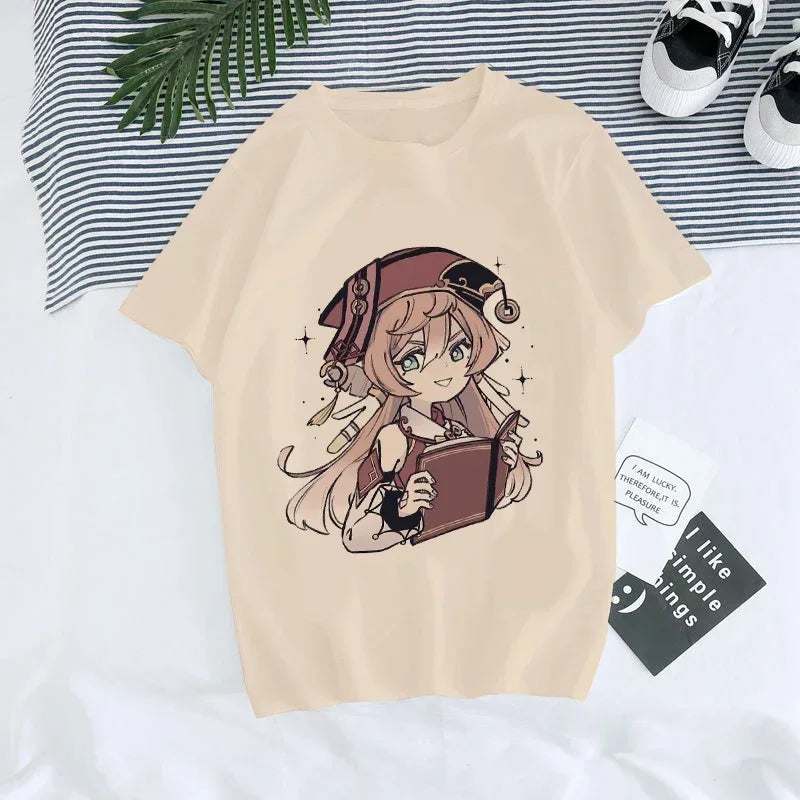 Genshin Impact Kawaii Graphic T-Shirt | Harajuku Anime Tee for Women