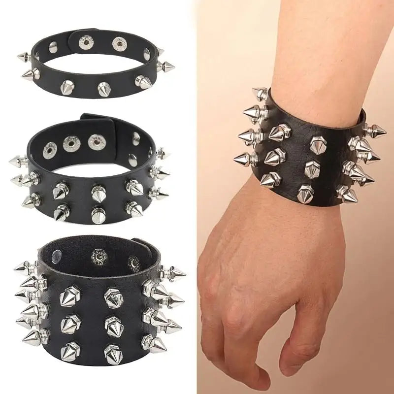 Punk Leather Spike Bracelet