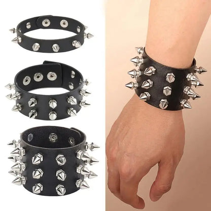Punk Leather Spike Bracelet