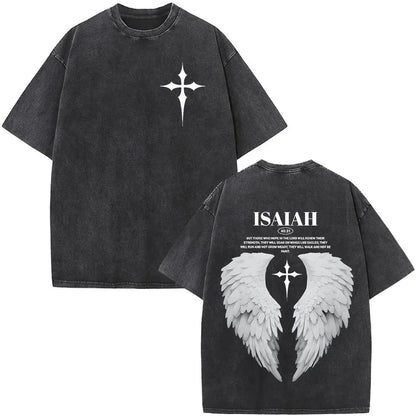 Heart Cross Christian Jesus Faith Over Fear Bible Verse Vintage Washed T-shirts Unisex Fashion Oversized T Shirts Cotton T-shirt