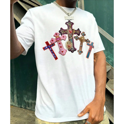 Christian Shirts for Men Jesus Faith Cross Shirt God Religious Tshirts Inspirational Oversized Graphic Y2k Tees Tops Tops Tee