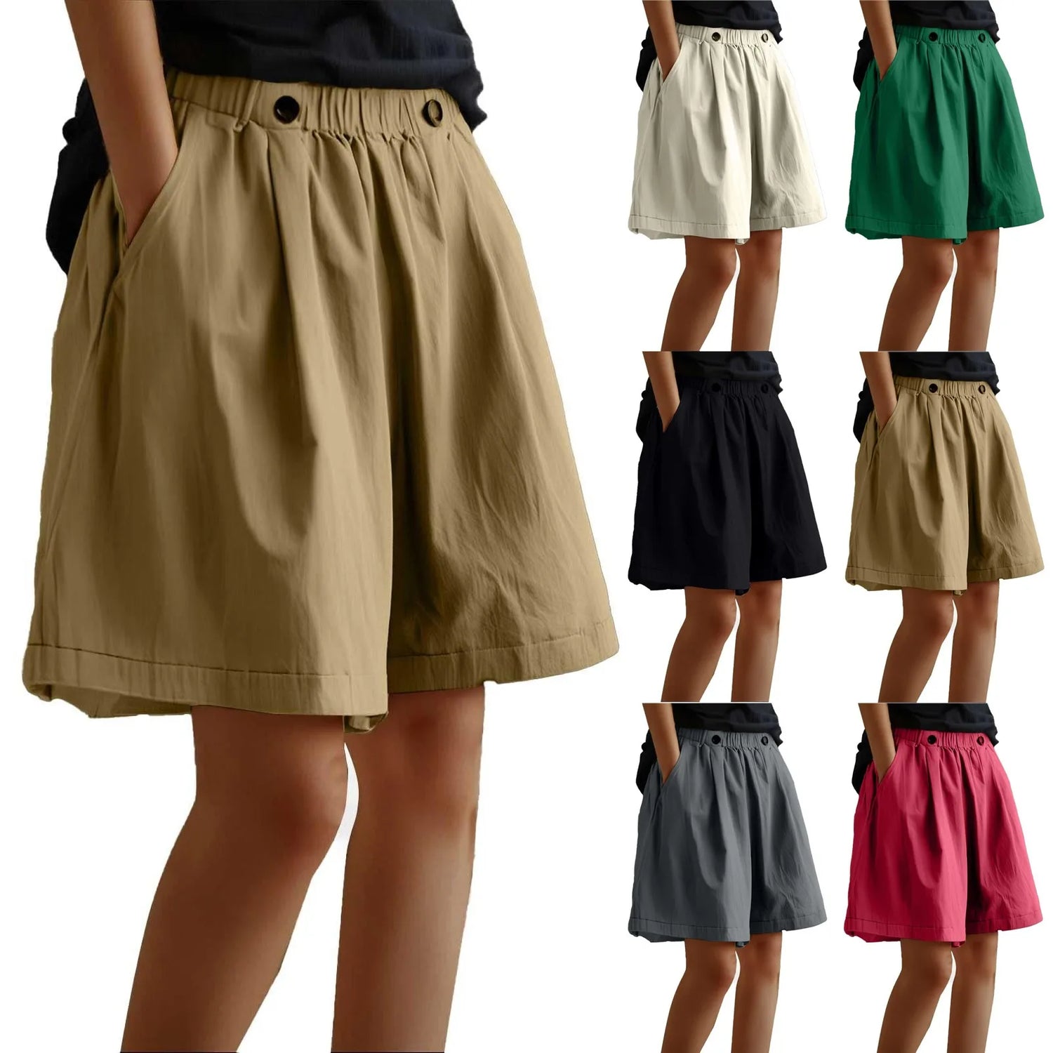 Women’s Summer Loose Wide-Leg Shorts | High Waist Casual Jogging &amp; Beach Shorts