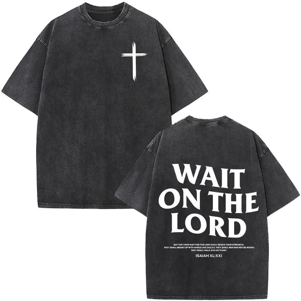 Heart Cross Christian Jesus Faith Over Fear Bible Verse Vintage Washed T-shirts Unisex Fashion Oversized T Shirts Cotton T-shirt
