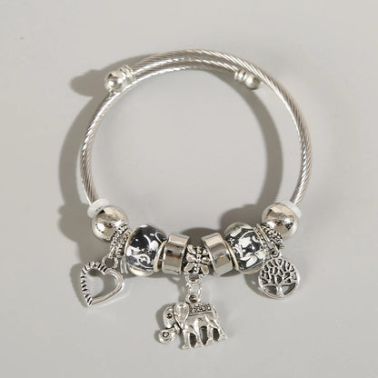 Elephant &amp; Life Tree Charm Bracelet