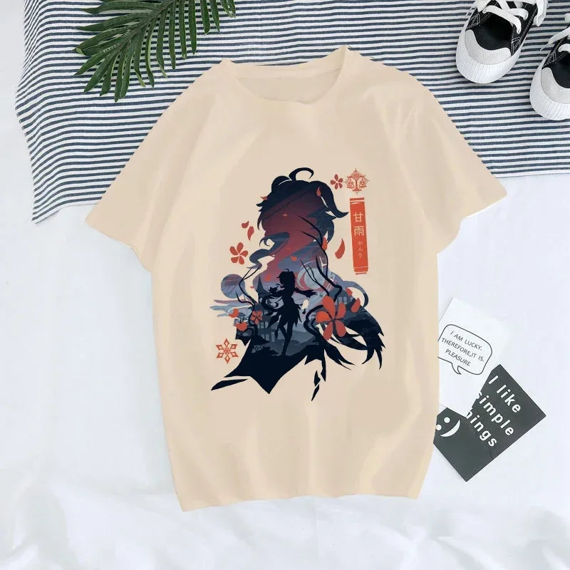 Genshin Impact Kawaii Graphic T-Shirt | Harajuku Anime Tee for Women
