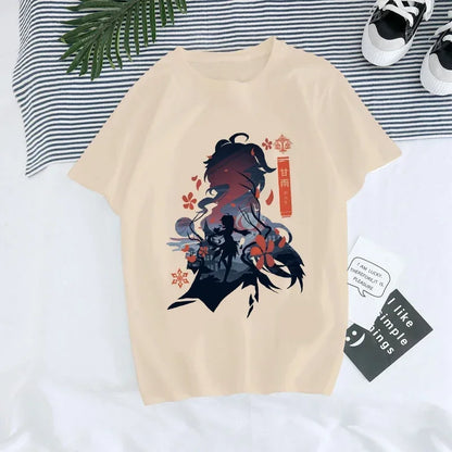 Genshin Impact Kawaii Graphic T-Shirt | Harajuku Anime Tee for Women