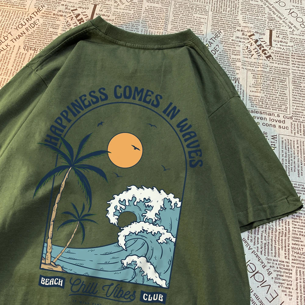 Waves Print Casual Tee