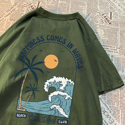 Waves Print Casual Tee
