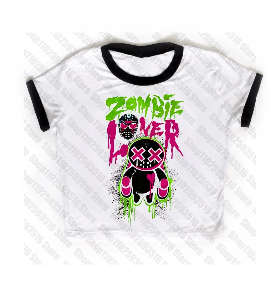 Y2K Anime Letter Crop Top for Women