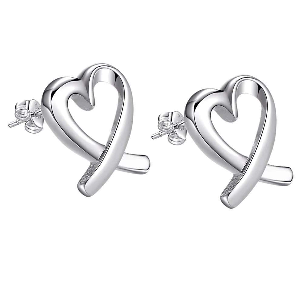 Sterling Silver Heart Stud Earrings for Women