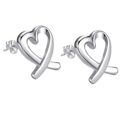 Sterling Silver Heart Stud Earrings for Women